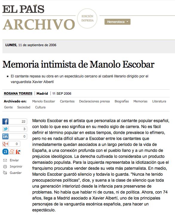 El Pais Manolo Escobar