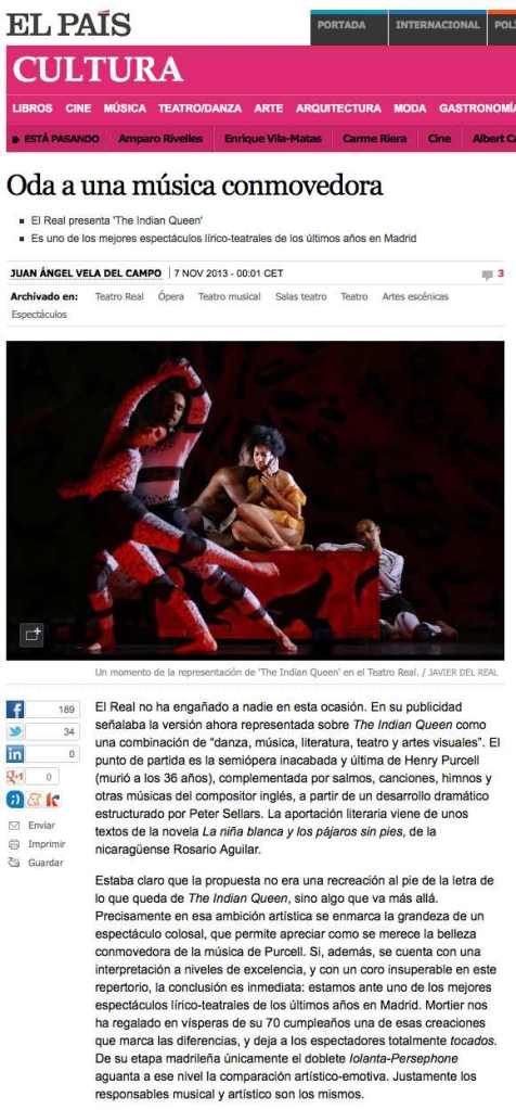 the Indian queen Oda a una música conmovedora