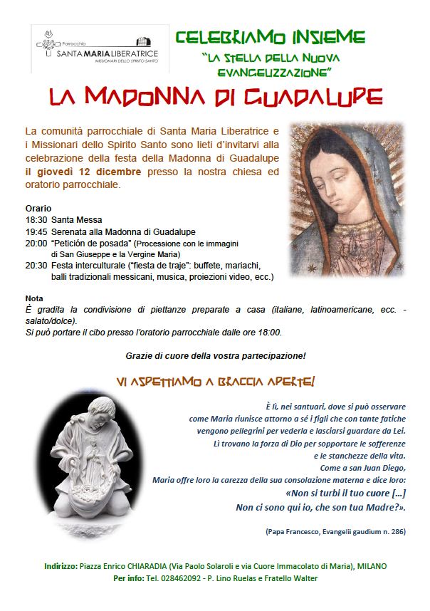 Locandina Madonna di Guadalupe
