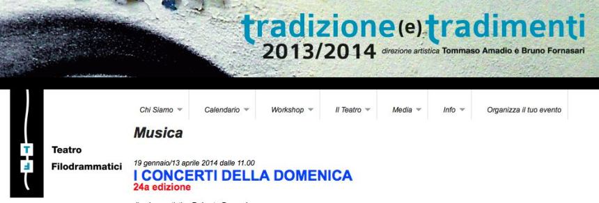 Concerti de la domenica Teatro Filodrammatici